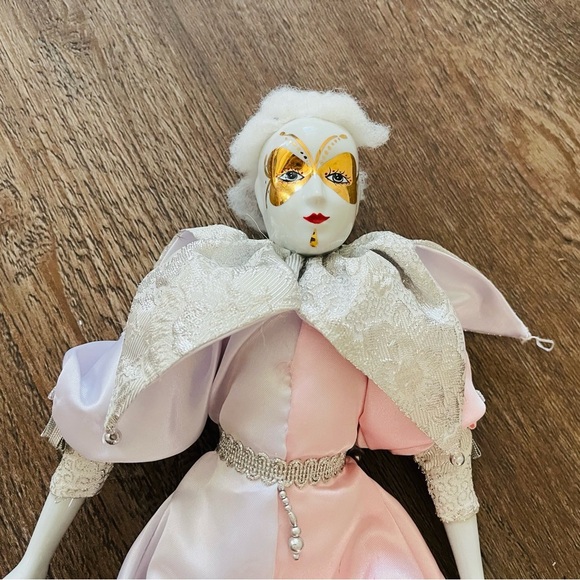 Elegant Harlequin Doll in Pastel Costume - Picture 3 of 11